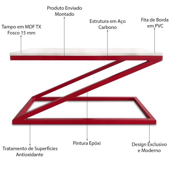 Imagem de Mesa De Centro Astana Retangular Para Sala Decor Madeira MDF Compacta Vermelho