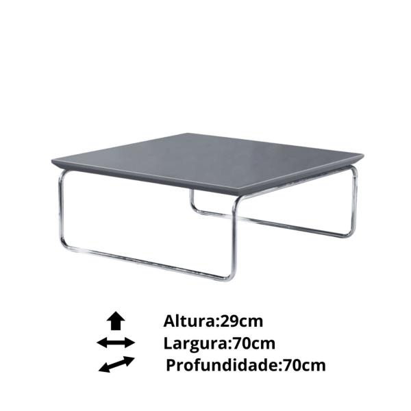 Imagem de Mesa De Centro Astral 70x70 cm Base Aço Tubo Cromado - Bordinhon