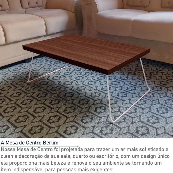 Imagem de Mesa de Centro Berlim Retangular em Aço e MDF Clean - Branca e Villandry