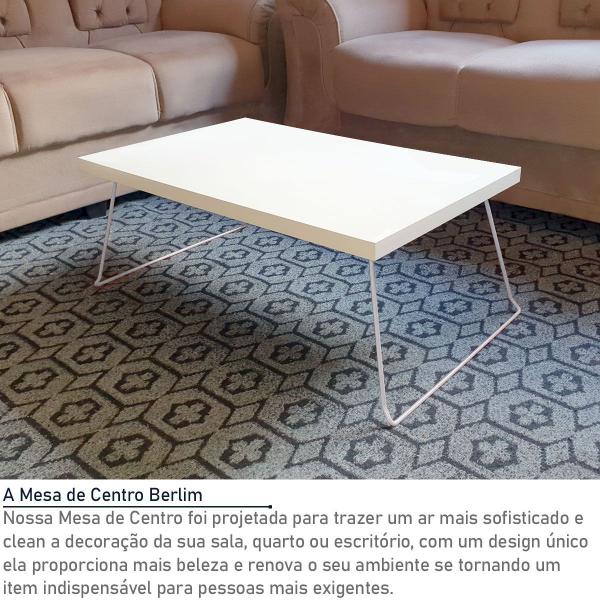 Imagem de Mesa de Centro Berlim Retangular em Aço e MDF Clean - Branca