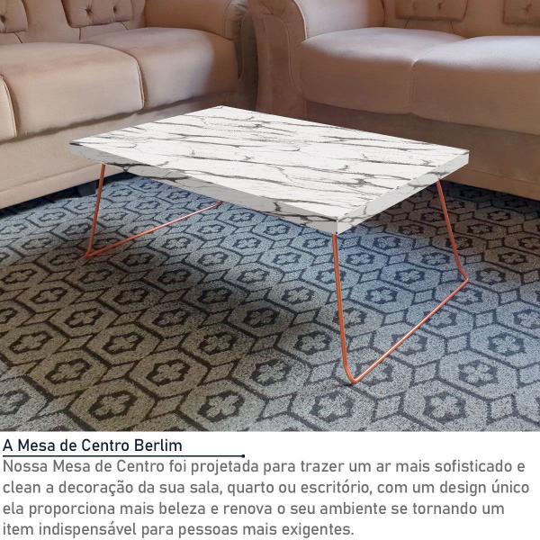 Imagem de Mesa de Centro Berlim Retangular em Aço e MDF Clean - Cobre e Vulcano