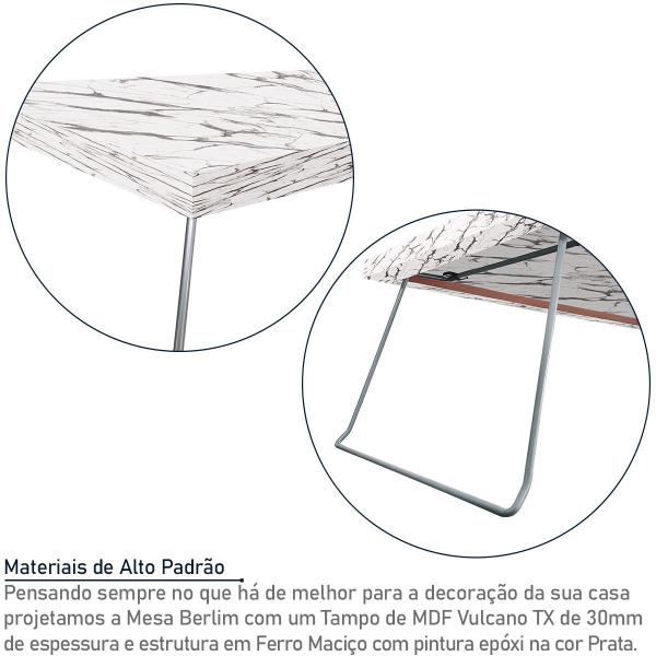 Imagem de Mesa de Centro Berlim Retangular em Aço e MDF Clean - Prata e Vulcano