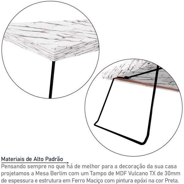 Imagem de Mesa de Centro Berlim Retangular em Aço e MDF Clean - Preta e Vulcano