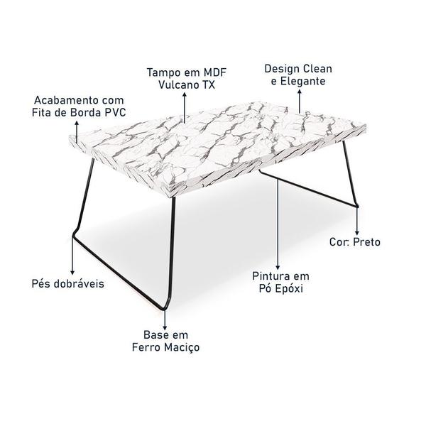 Imagem de Mesa de Centro Berlim Retangular em Aço e MDF Clean - Preta e Vulcano