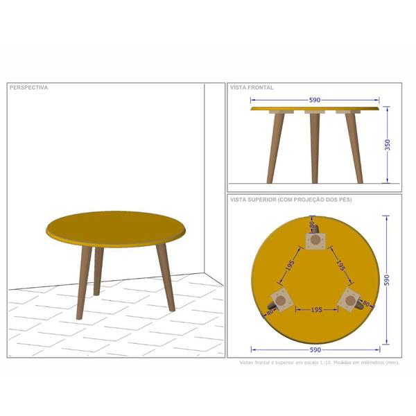 Imagem de Mesa de Centro Brilhante Bechara Titanium 03 Pés 2076110