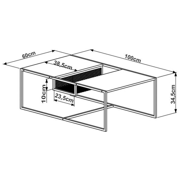 Imagem de Mesa De Centro Com Nicho Pés Metálicos York Hanover/preto