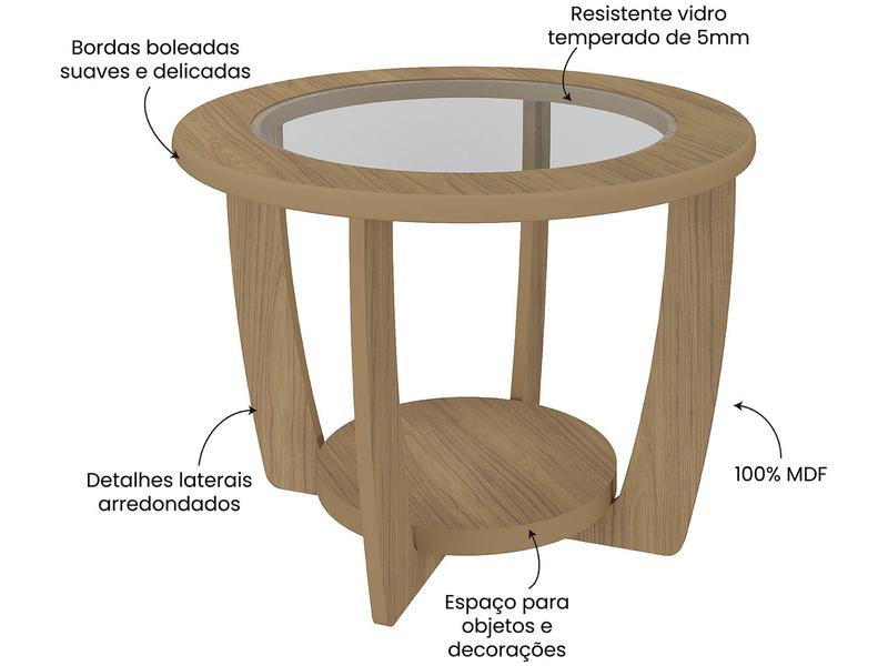 Imagem de Mesa de Centro com Tampo de Vidro Curve Artely