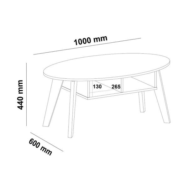 Imagem de Mesa de Centro com Tampo Oval e Nichos Diva Cedro/Off White