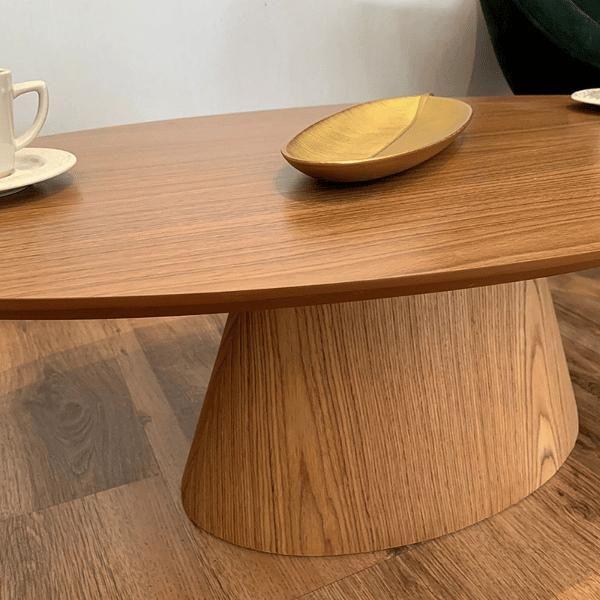 Imagem de Mesa de Centro Cone Oval 120x60 cm Base Laminada em Madeira Freijó Tampo Freijó