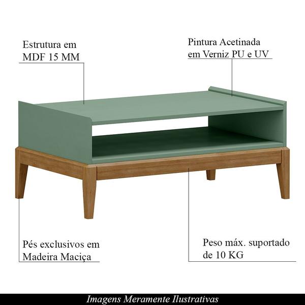 Imagem de Mesa de Centro Decorativa Armie Madeira G74 Verde/Freijó - Gran Belo