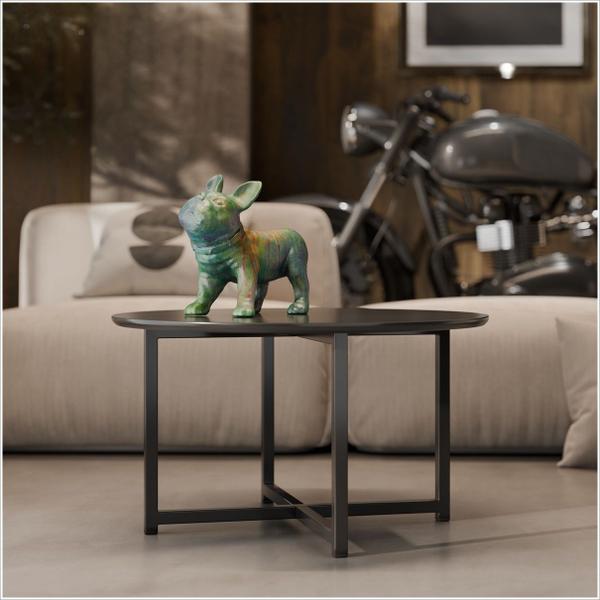 Imagem de Mesa de Centro Decorativa Flow Preto 60cm Com Pés de Ferro Preto - EJ Móveis