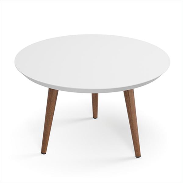 Imagem de Mesa de Centro Decorativa Luna Branco Redonda 59cm Pés Palito - Patrimar Móveis