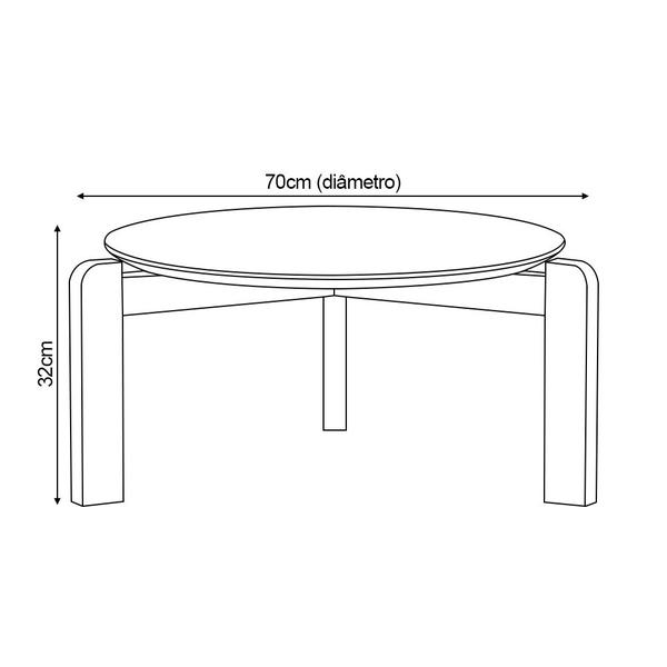 Imagem de Mesa de Centro Decorativa Redonda Austria Tampo Branco Base em Madeira