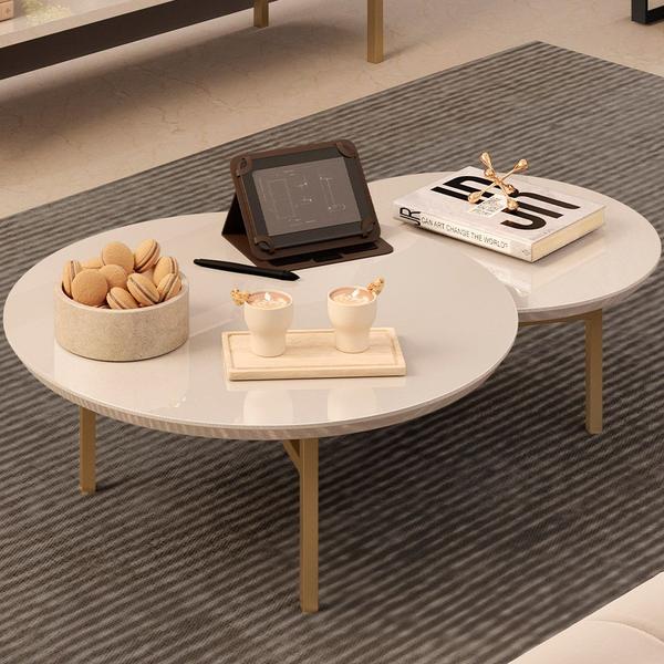 Imagem de Mesa de Centro Decorativa Sala de Estar 103cm Industrial Chloe D05 Off White - Lyam Decor