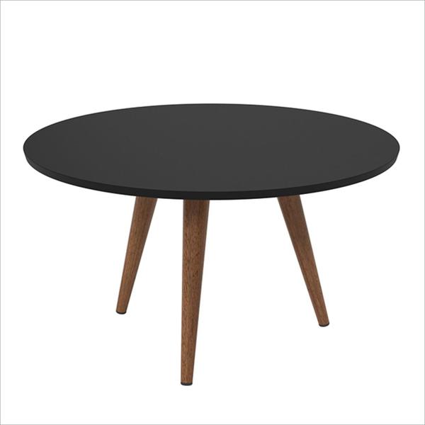 Imagem de Mesa de Centro Decorativa Slim Preto Acetinado Redonda Pés Palito - Patrimar Móveis