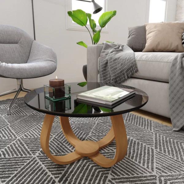 Imagem de Mesa de Centro Decorativo Base Cebola Argos 40cm Altura Tampo Vidro Laca 50x50 - Bordinhon