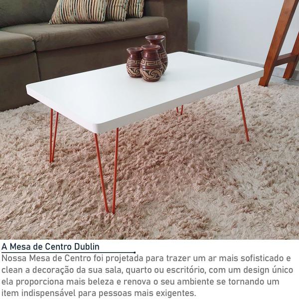 Imagem de Mesa de Centro Dublin Retangular em Aço e MDF Clean - Branca e Villandry