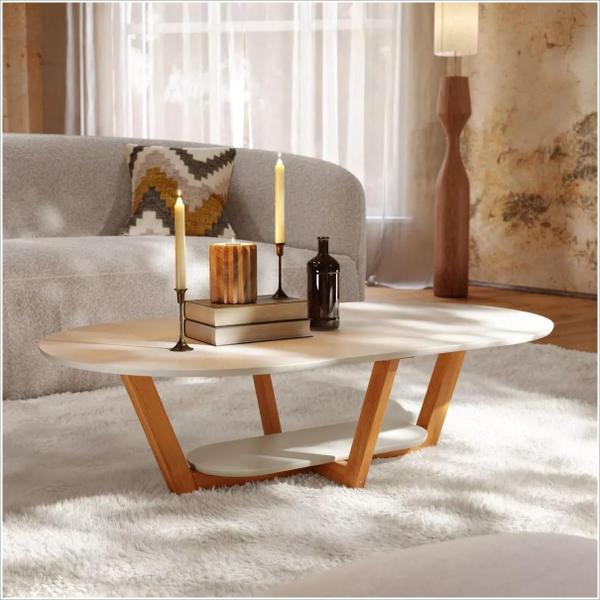 Imagem de Mesa De Centro Elegance MDF Off White Nature Tebarrot Móveis