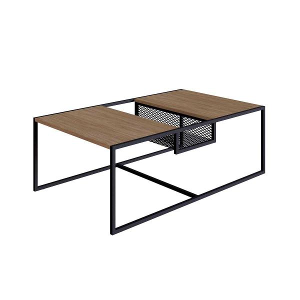 Imagem de Mesa de Centro Estilo Industrial 100cm Com Revisteiro em Aço