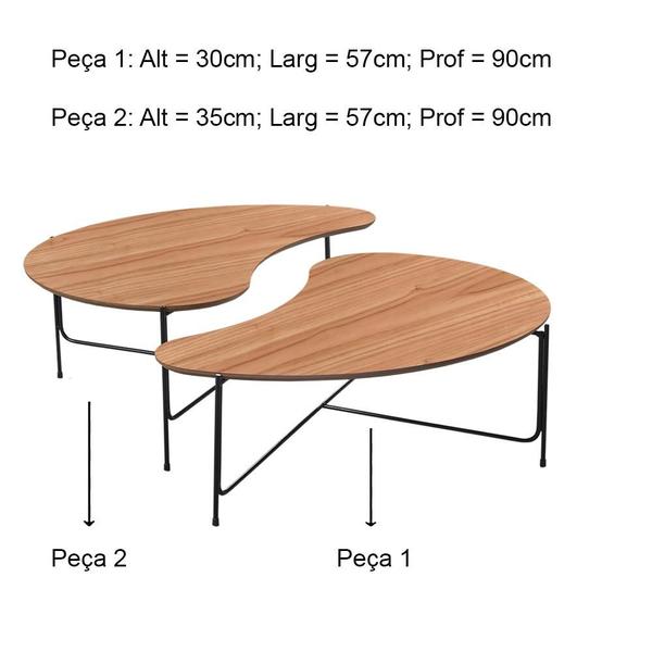 Imagem de Mesa de Centro Ibiza Tampo Orgânico Cinamomo Pés em Metal Preto