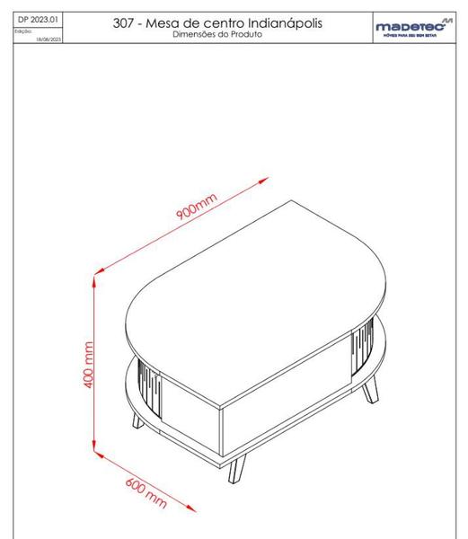 Imagem de  mesa de centro indianápolis calacata off white 307136   madetec