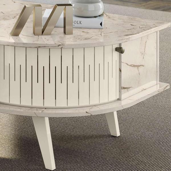 Imagem de Mesa de Centro Indianapolis com 2 Portas Cor Calacata Off White - Madetec