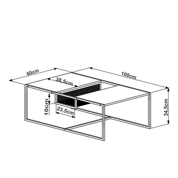 Imagem de Mesa de Centro Industrial York 100 cm - Vermont/Preto