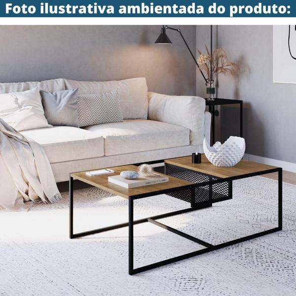 Imagem de Mesa de Centro Industrial York Artesano Retangular 100 cm (largura) em MDP Hanover Aço Preto