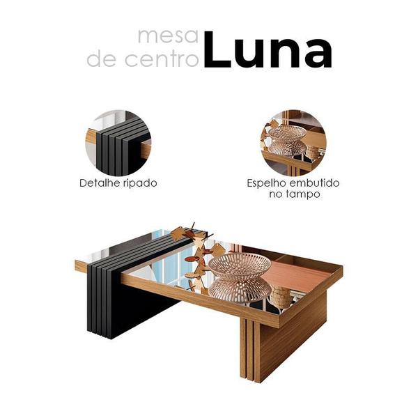 Imagem de Mesa de Centro Luna Freijó Preto com Espelho  HB Móveis