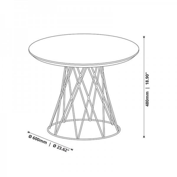 Imagem de Mesa de centro Luxo 8040 com pés em ferro e tampo redondo 48x60x60