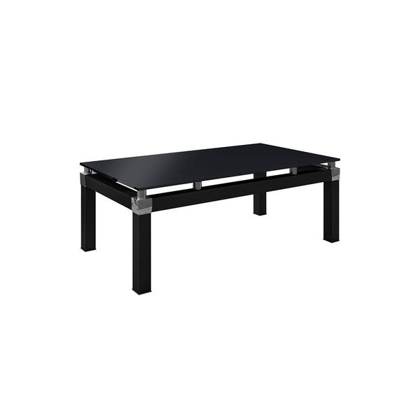 Imagem de Mesa de Centro Malva Estilo Industrial Tampo em Vidro Preto Base Metálica Preto - D'Rossi