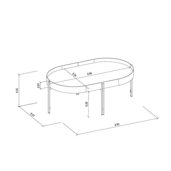 Imagem de Mesa de Centro Mônaco com Pés Metalico Nature fosco - Linea Brasil