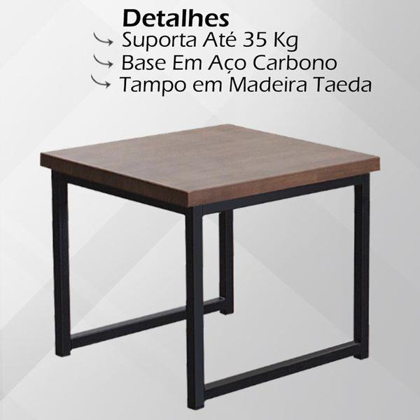 Imagem de Mesa De Centro Ou Lateral Aço Preto I14 Madeira Taeda Castanho Dmobiliario