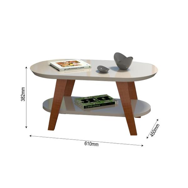 Imagem de Mesa De Centro Oval Compacta Decorativa Para Sala De Estar Moderna Em MDF