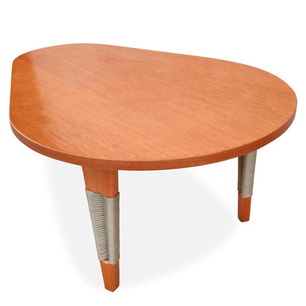 Imagem de Mesa de Centro Oval Elon Ozki 80 cm Madeira Eucalipto Cedro Corda Chata Prata