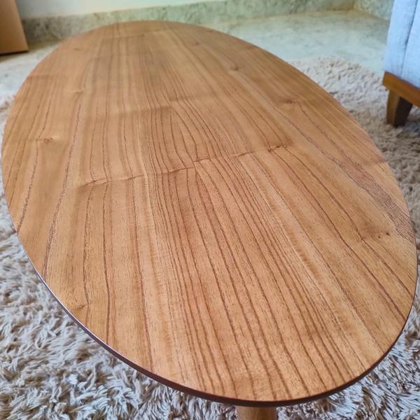 Imagem de Mesa de Centro Oval Orgânico Laminada 100x45cm Londres