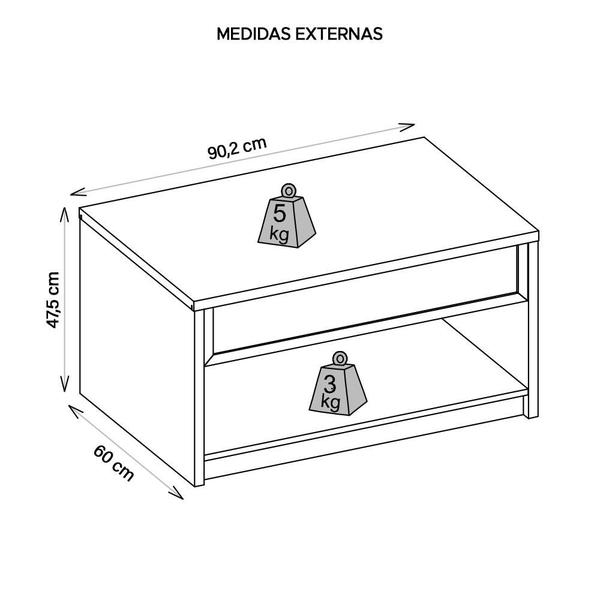 Imagem de Mesa De Centro Para Sala De Estar Marrom Vectro Caemmun