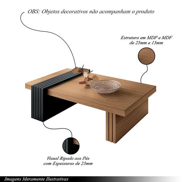 Imagem de Mesa de Centro para Sala de Estar Riad Freijó/Preto  G26 - Gran Belo