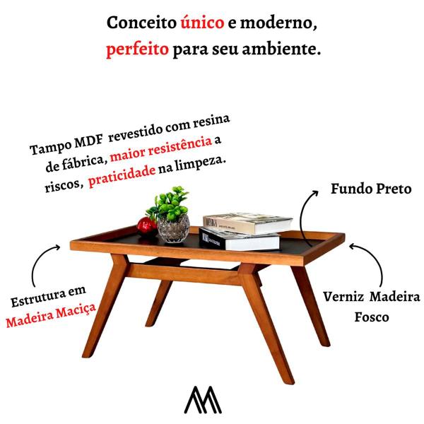 Imagem de Mesa De Centro Para Sala Madeira Maciça Decorativa Mesinha Auxiliar Escritório Casa Moderna