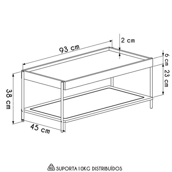 Imagem de Mesa De Centro Para Sala Pé Metal Arlo A10 Nero-dourado - Mpozenato