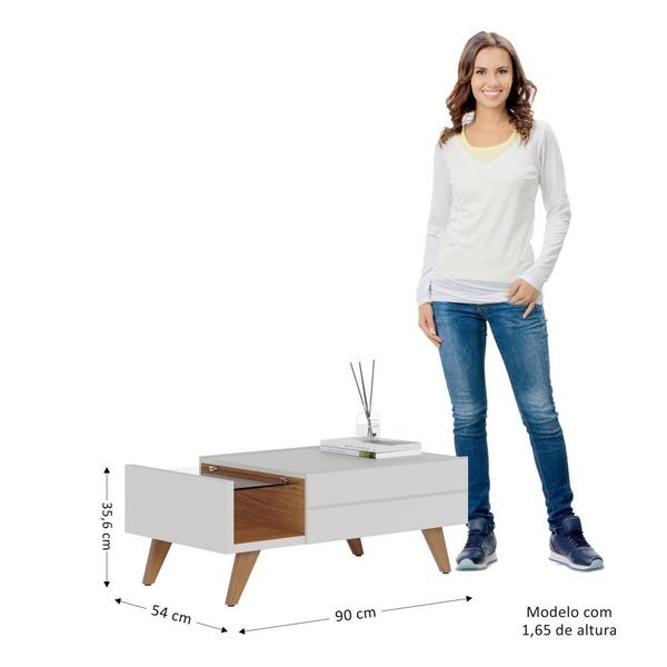 Imagem de Mesa de Centro Para Sala Rebeca C05 Off White/Freijó - Mpozenato