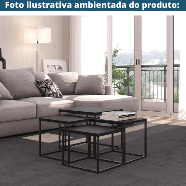 Imagem de Mesa de Centro Quadrada Cube G Artesano 43 cm (altura) em MDP Preto Estrutura em Aço Preto