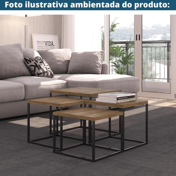 Imagem de Mesa de Centro Quadrada Cube G Artesano 43 cm (altura) em MDP Vermont Estrutura em Aço Preto