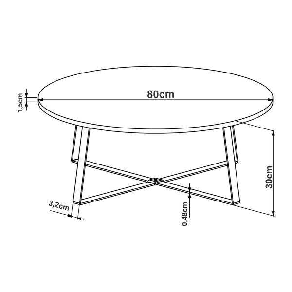 Imagem de Mesa de Centro Redonda Para Sala Estilo Industrial 80 cm