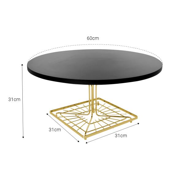 Imagem de Mesa de Centro Redonda Sala de Estar 60cm Dourada Piatina Último Detalhe