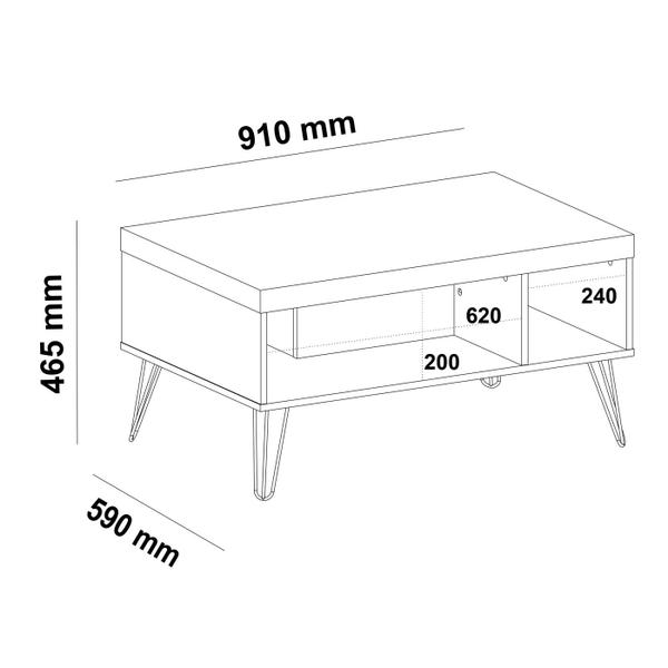 Imagem de Mesa de Centro Retangular 2 Nichos  Liberty - Artely