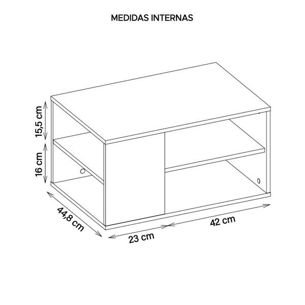 Imagem de Mesa de Centro Retangular Com Divisória Opala Preto Caemmun