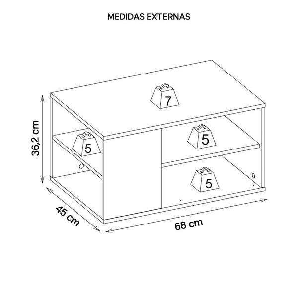 Imagem de Mesa de Centro Retangular Com Divisória Opala Preto Caemmun