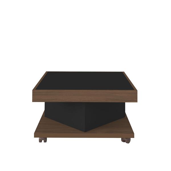 Imagem de Mesa de Centro Saara Amêndoa Com Preto Quadrada com Rodízios - Artely