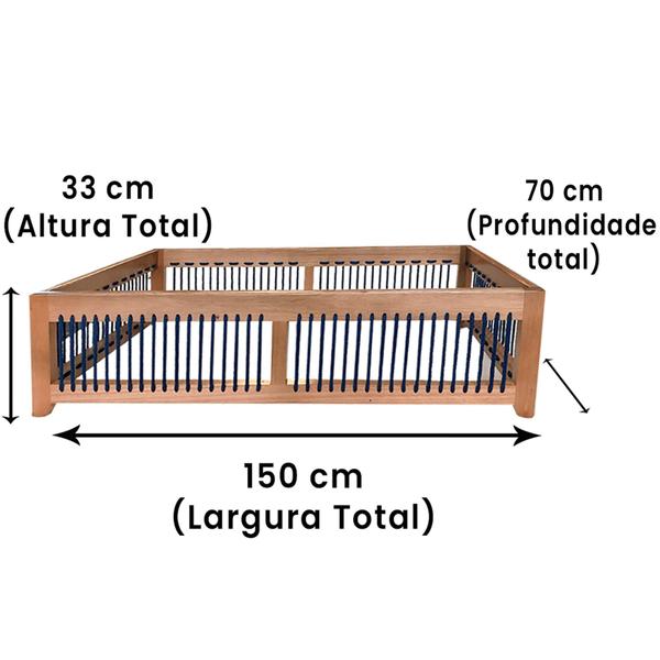 Imagem de Mesa de Centro Saibi Ozki 150 cm Madeira Eucalipto Cedro Corda Plana Azul